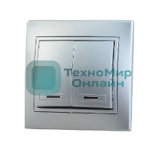 Выключатель 2-кл. СП Мира 10А IP20 с подсветкой метал. сер. LEZARD 701-1010-112