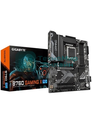 Материнская плата Gigabyte B760 GAMING X, LGA 1700, Intel B760, 4xDDR5, 4xSATA, 3xM.2, 1xPCI-E 4.0 x16, 2xPCI-E 3.0 x1, 1xHDMI, 1xDP, 1x 2.5Gb LAN, 1xUSB 3.2 Gen 2, 1xUSB 3.2 Gen 1, 5xUSB 2.0, 6x3.5 мм, 7.1, ATX