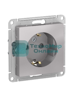 Механизм розетки 1-м СП AtlasDesign с заземл. защ. шторки 16А алюм. SchE ATN000345