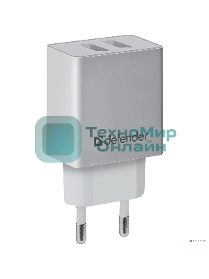 Сетевой адаптер Defender 2xUSB, 2.1А, белый (UPA-22)