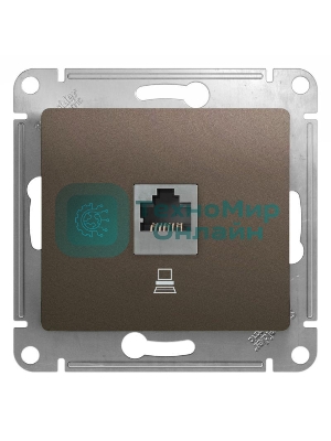 Механизм компьютерной розетки 1-м Glossa RJ45 кат.5е шоколад SchE GSL000881K