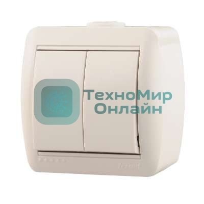 Выключатель 2-кл. ОП Ната 10А IP20 белый LEZARD 710-0200-101