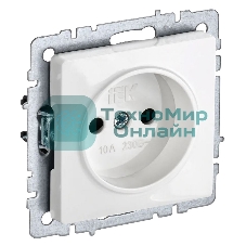 Розетка BRITE РС10-1-0-БрБ 10А без заземл. без защ. шторок белый IEK BR-R10-10-K01