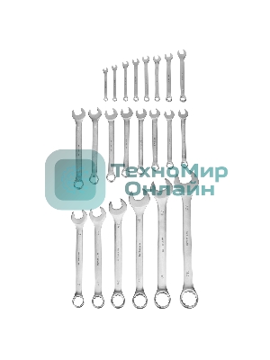 Набор ключей комбинированных Stels 6-32 мм, 22 шт., CrV, матовый хром