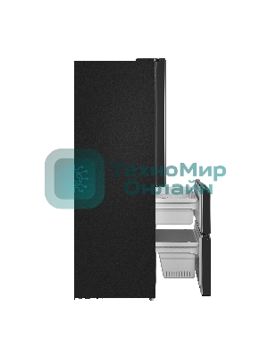 Холодильник Maunfeld MFF180NFBE01 черный трехкамерный 224/113л морозилка снизу, No Frost