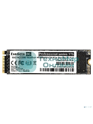 Накопитель SSD EXEGATE NEXTPRO+ KC2000TP1Tb, 1Tb, PCIe 3.0 x4, M.2 2280, NVMe, R/W 1800/1400