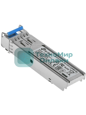 Модуль TP-Link SFP 1000Base-BX WDM Bi-Directional SFP module, TX: 1310 nm and RX: 1550 nm, 1 LC Simplex port, up to 2 km transmission distance in 9/125 μm SMF (Single-Mode Fiber), Supports Digital Diagnostic Monitoring (DDM).