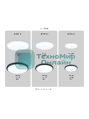 Потолочный светодиодный светильник Ambrella light FZ1234 BK черный IP44 42W 6400К D370*55 (Без ПДУ)