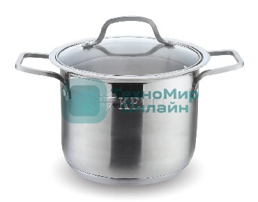 Кастрюля KELLI KL-4224 9,0 л КАСТРЮЛЯ Объем 9 л Высокачественная нержавеющая сталь 5-ти слойное капсульное дно Подходит для индукции Стеклянная жаропрочная крышка с паровыпуском диаметром 24 см Удобные термостойкие клепаные ручки Матовая внутри и снаружи Мерная шкала внутри кастрюли