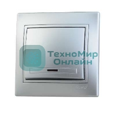 Выключатель 1-кл. СП Мира 10А IP20 с подсветкой метал. сер. LEZARD 701-1010-111