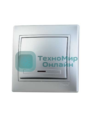 Выключатель 1-кл. СП Мира 10А IP20 с подсветкой метал. сер. LEZARD 701-1010-111