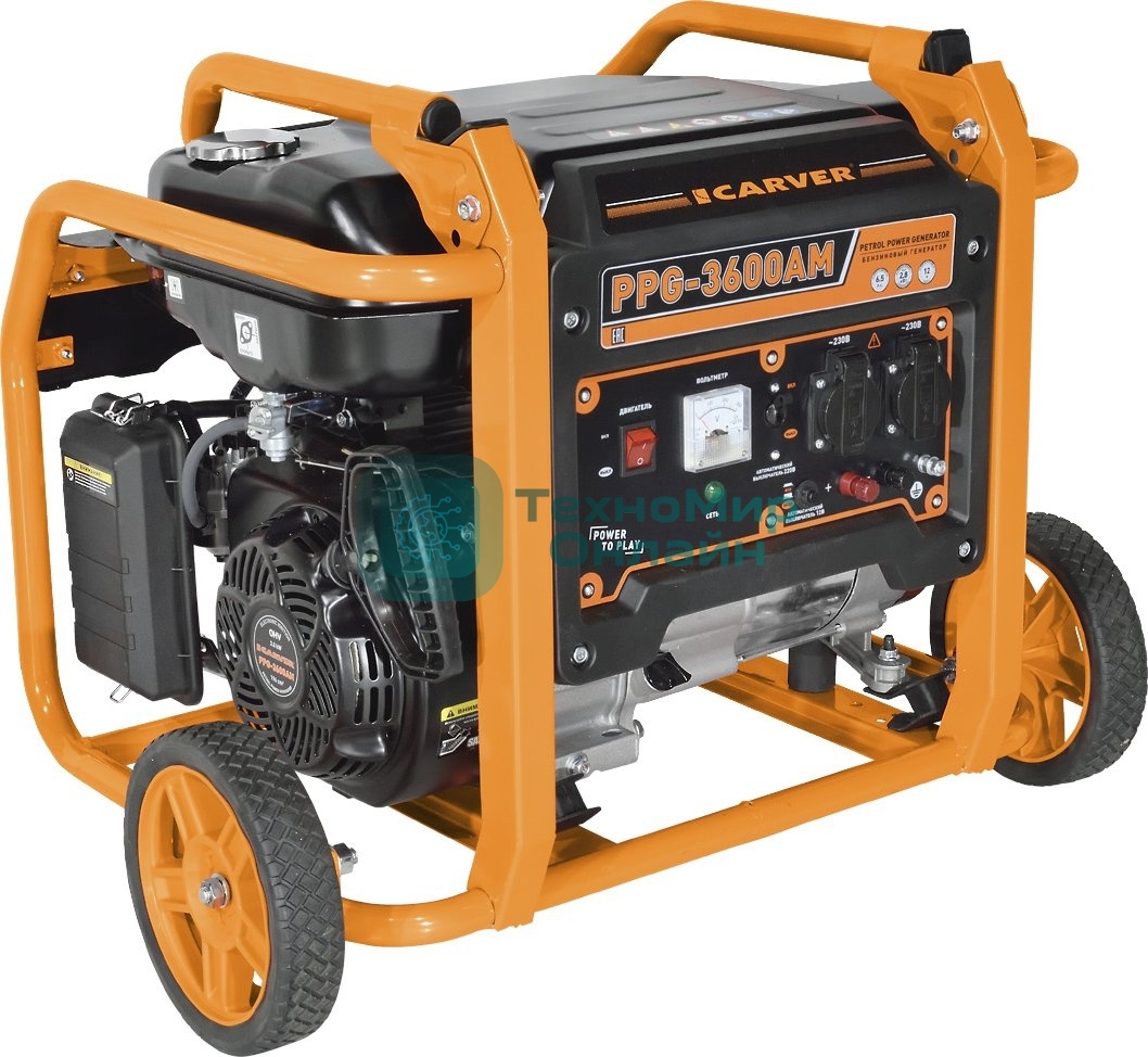 Электрогенератор бензиновый Carver PPG-3600AM, 2.8 кВт, 67 дБ, 50 кг