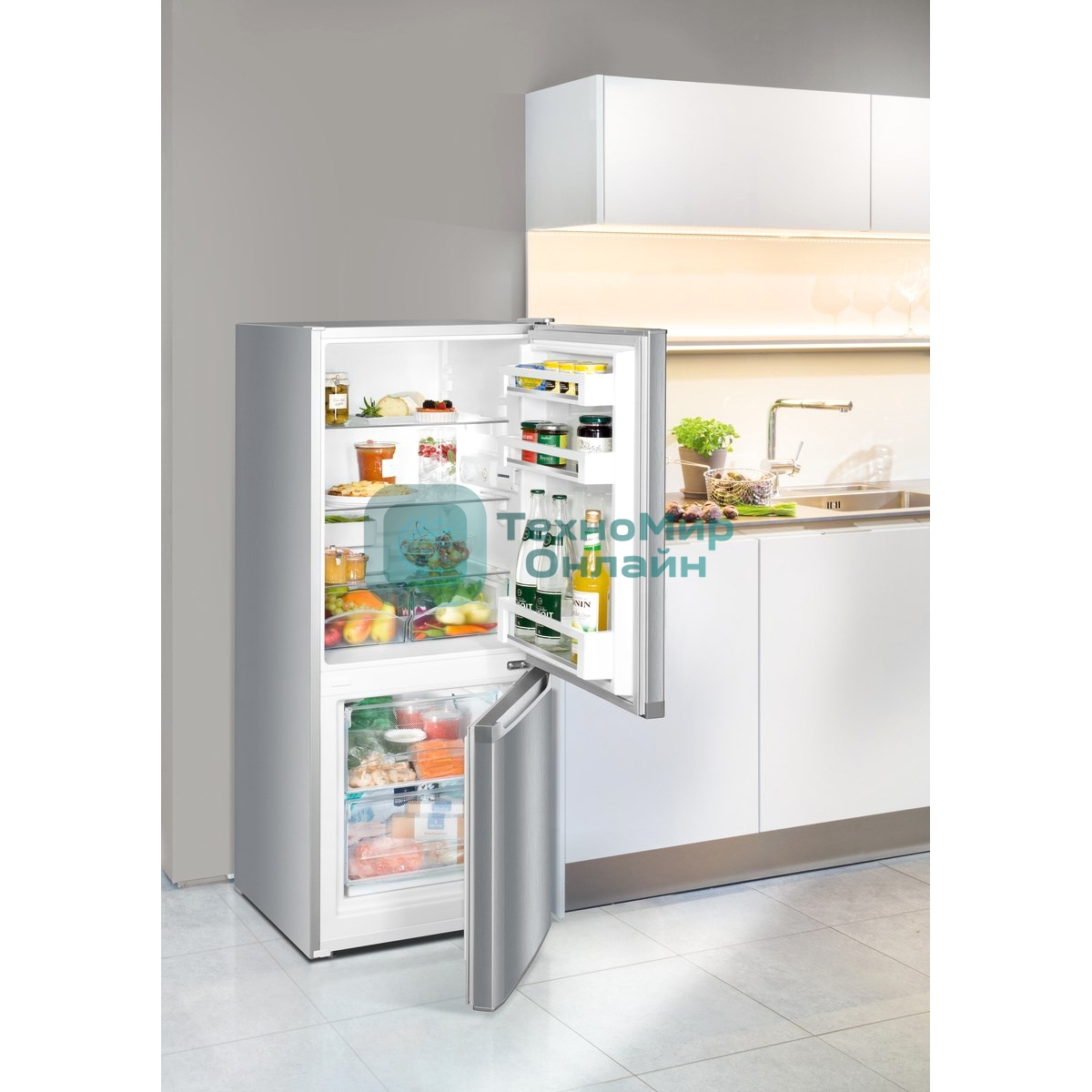 Холодильник Liebherr CUele 2331-26 001 серебристый двухкамерный 156/53л морозилка снизу