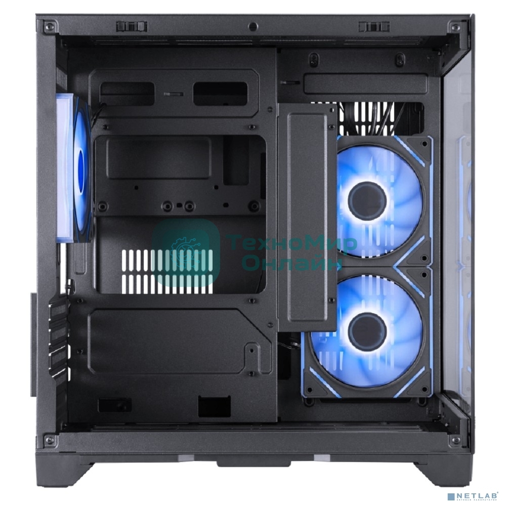 Компьютерный корпус 1STPLAYER MEGAVIEW MV5-TP ARGB черный mATX 3x120мм ARGB fans MV5-TP-BK-2FC7R-1FC7