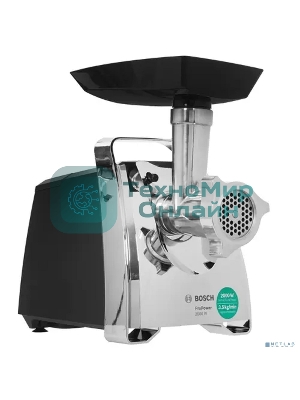 Мясорубка электрическая Bosch MFW67440 черный, 2000 Вт, 3.5 кг/мин, реверс, защита от перегрузки, насадки - 4