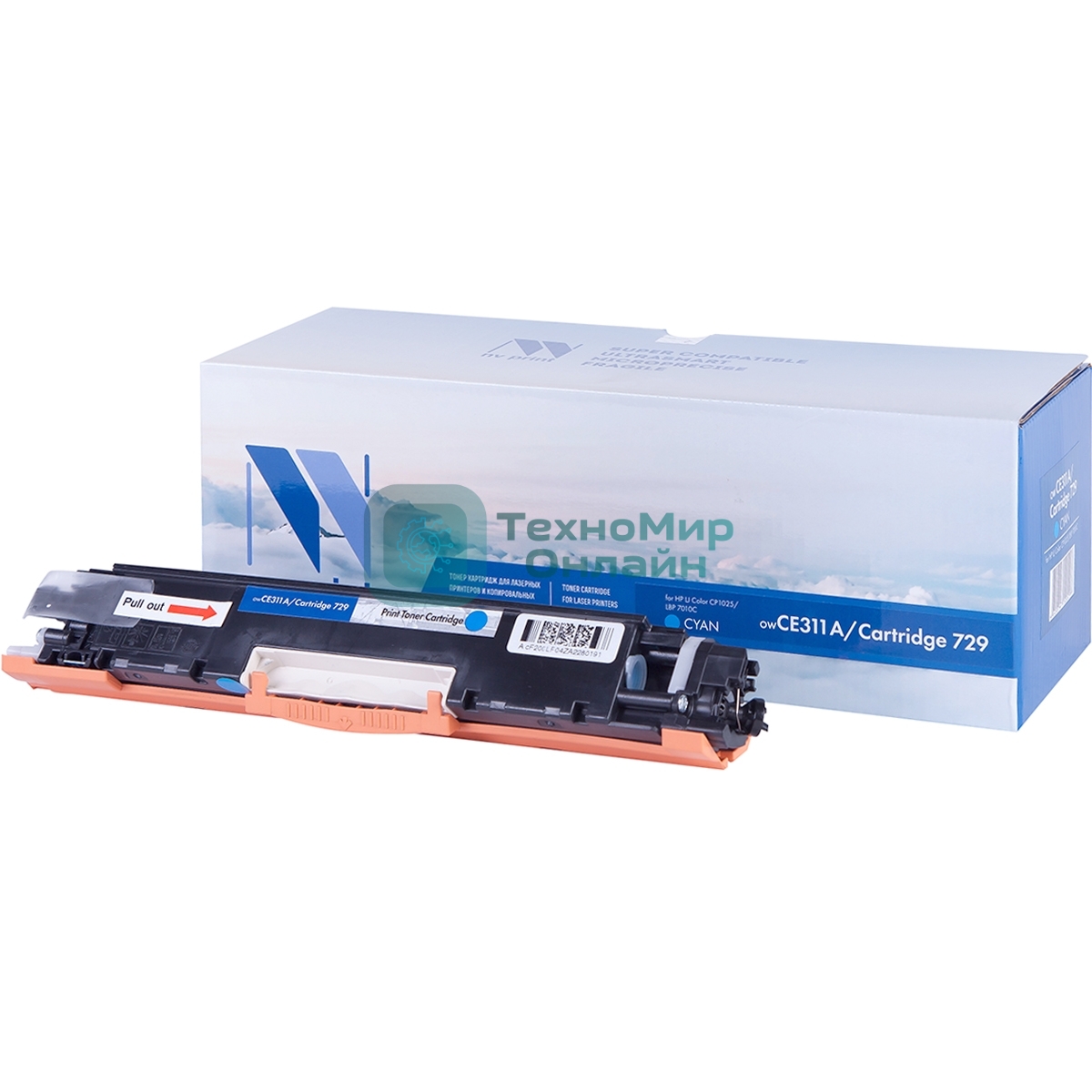 Картридж лазерный NVPrint совместимый HP CE311A/Canon729 Cyan для LJ Color CP1025 (1000k)