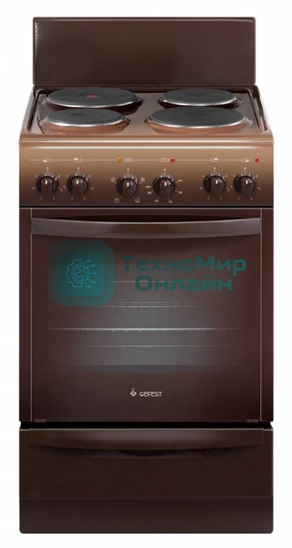 Плита электрическая Gefest 5140-01 0036 коричневый, конфорок 4 электрических, духовка 55 л, 50 см x 85 см x 58.5 см