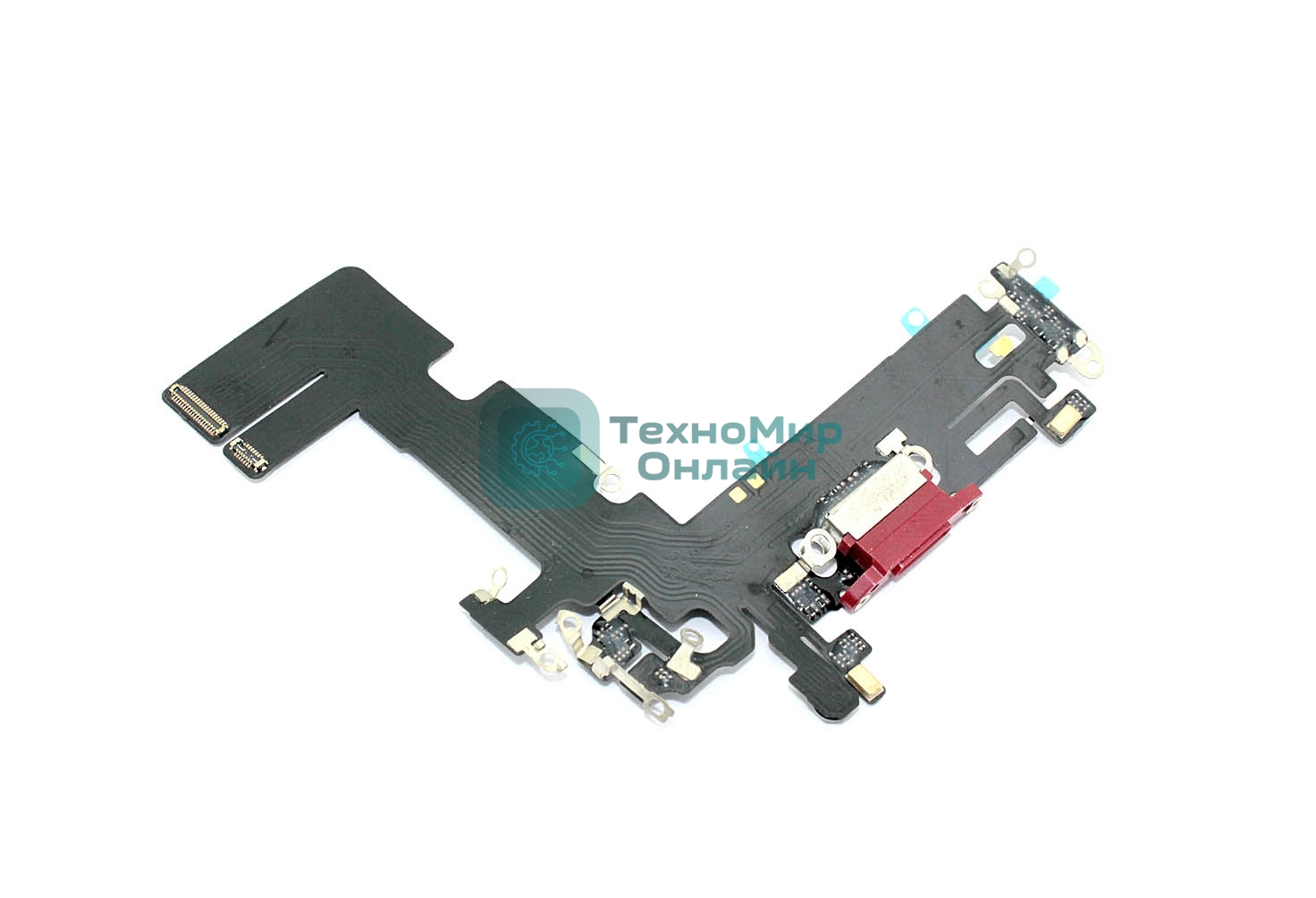 Шлейф с разъемом зарядки и микрофоном для Apple iPhone 13 красный