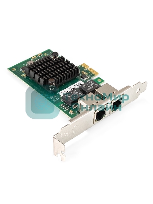 Сетевой адаптер ExeGate EXE-I350-T2v1 (PCI-E x1, порты 2xRJ45 (медные), 10/100/1000Mbps, Gigabit NIC Intel Chipset NHI350AM2)