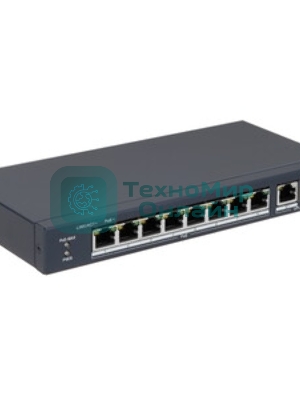 Коммутатор сетевой неуправляемый DS-S1008P - 8 RJ45 100M PoE, 2 порта с высоким приоритетом; 2 Uplink порта Gigabit