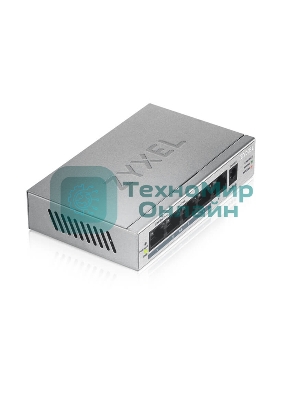 Коммутатор Zyxel GS1005HP Switch PoE +, 5xGE (4xPoE +), desktop, metal, silent, PoE budget 60 W