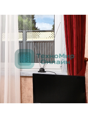 ТВ антенна комнатная Rexant телескопическая на подставке 