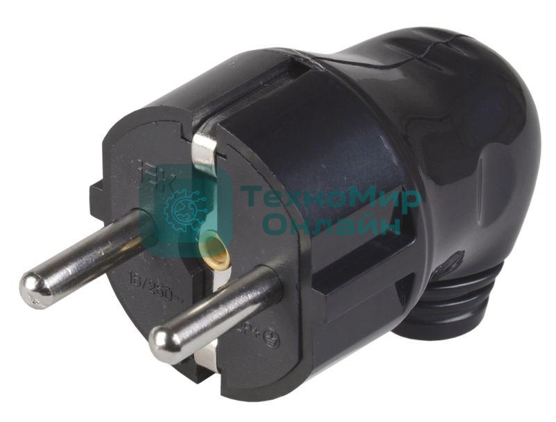 Вилка IEK EVP11-16-01-K02 ВПу11-02-Ст разборная угловая с з/к 16А черная