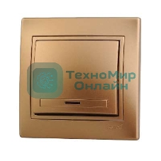 Выключатель 1-кл. СП Мира 10А IP20 с подсветкой метал. зол. LEZARD 701-1313-111