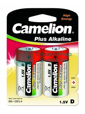 Элемент питания алкалиновый Camelion LR LR20 BL-2 (блист.2шт) 1.5 В