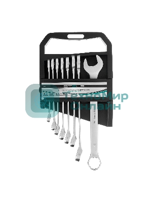 Набор ключей комбинированных Stels 8 - 19 мм, 8 шт., CrV, матовый хром