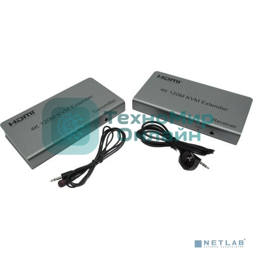 KVM удлинитель Orient VE051, HDMI+USB+Audio удлинитель до 120 м по витой паре Cat5e/6, HDMI 1.4, 4K@30Hz/1080p@60Hz, HDCP, передача ИК сигнала управления, пит. от вн.БП 5В/1А, метал.корп.(31068)