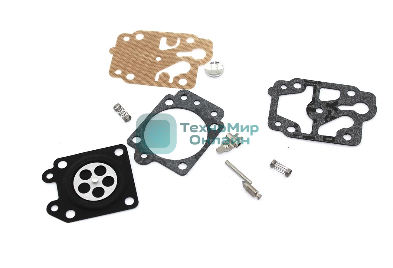 Ремкомплект карбюратора для мотокосы, триммера с металлическими частями 26/33/43/52см3 100908