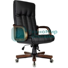 Кресло руководителя Бюрократ T-9932Walnut-Low черный, кожа, низк. спин. крестов. металл/дерево