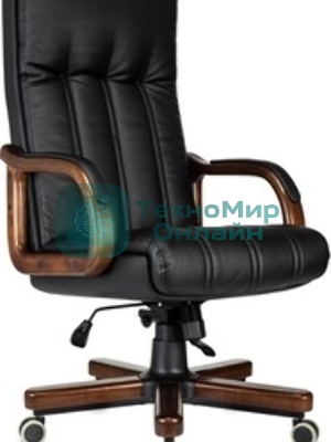 Кресло руководителя Бюрократ T-9932Walnut-Low черный, кожа, низк. спин. крестов. металл/дерево