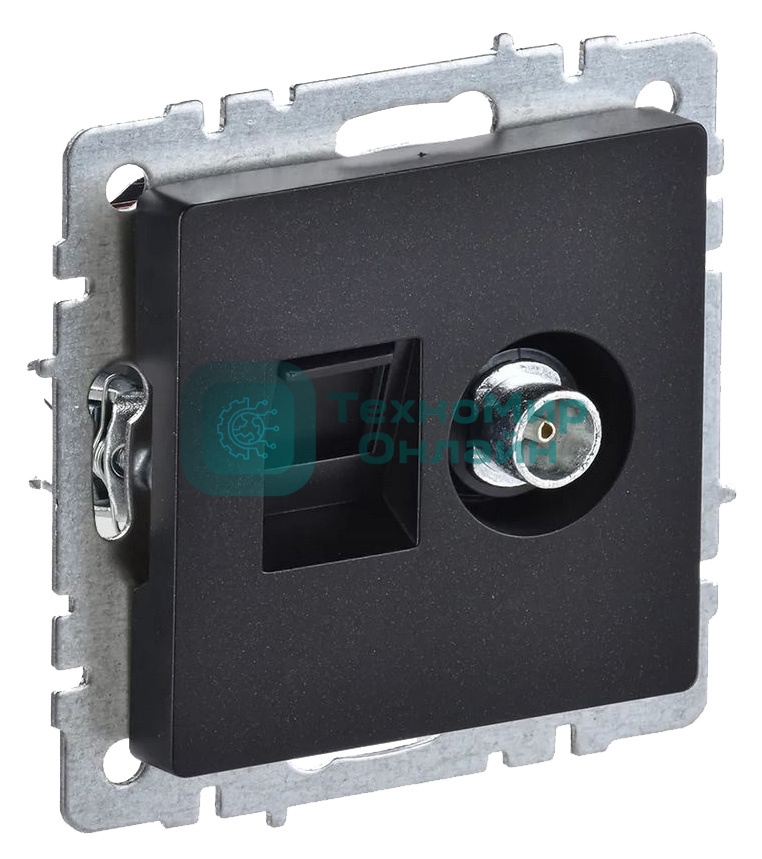 Розетка телевизионная двойная IEK BRITE TV+RJ45 кат.5E РТВ/РК12-БрЧ черный