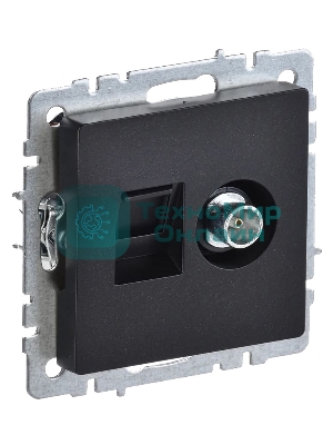 Розетка телевизионная двойная IEK BRITE TV+RJ45 кат.5E РТВ/РК12-БрЧ черный