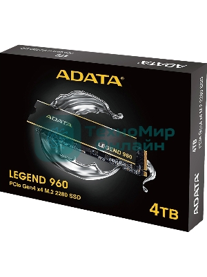 Накопитель SSD ADATA LEGEND 960, 4Tb, PCIe 4.0 x4, M.2 2280, NVMe, R/W 7400/6800, с радиатором