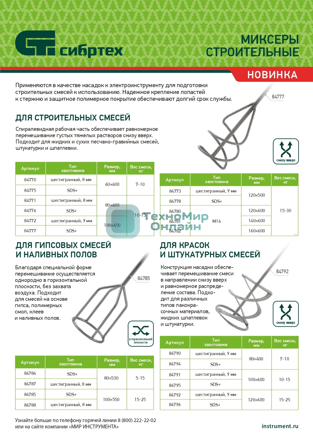Миксер для строительных смесей Сибртех 160х600 мм, хвостовик М14