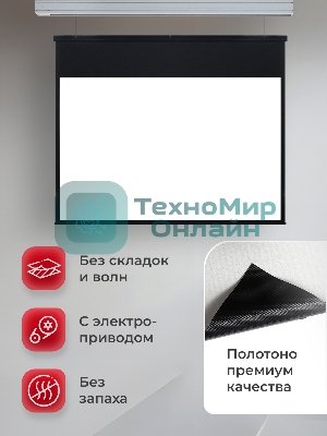 Экран для проектора S'OK Athena SGPSMS-353x221 на тросах с электроприводом, матовый, белый к