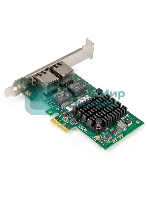 Сетевой адаптер ExeGate EXE-I350-T2v1 (PCI-E x1, порты 2xRJ45 (медные), 10/100/1000Mbps, Gigabit NIC Intel Chipset NHI350AM2)