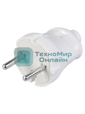 Вилка прямая ВПп20-01-Ст разборная без заземл. контакта 6А бел. IEK EVP20-06-01-K01