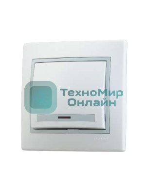 Выключатель 1-кл. СП Мира 10А IP20 с подсветкой белый/сер. LEZARD 701-0215-111