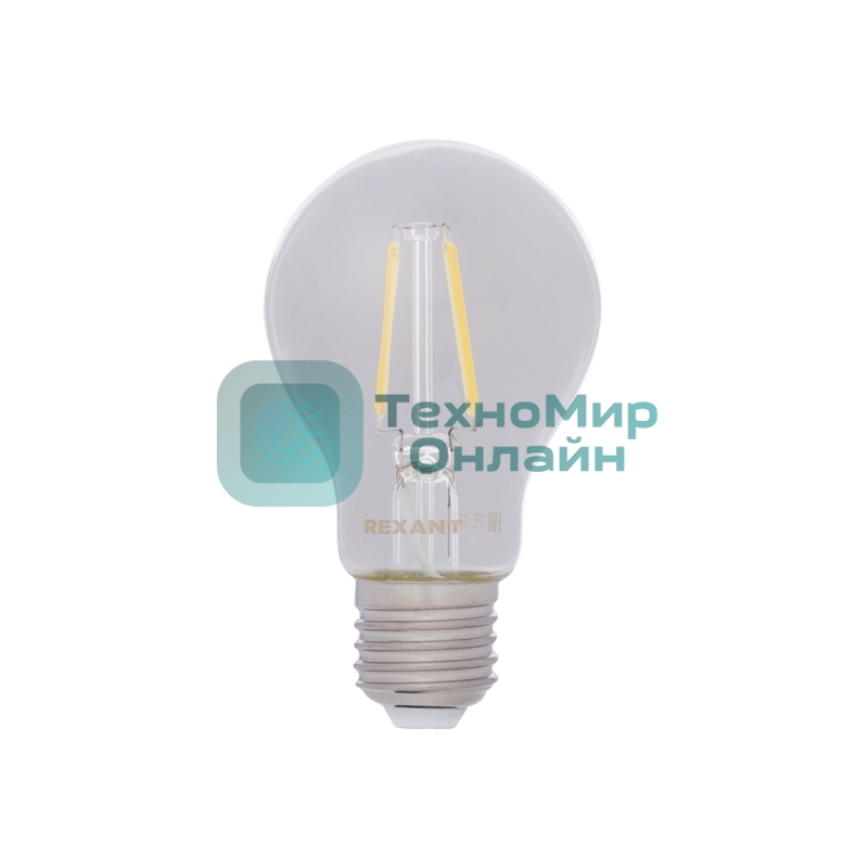 Лампа светодиодная филаментная Rexant Груша A60 11.5 Вт 1380 Лм 4000K E27 прозрачная колба