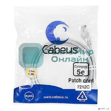Патч-корд UTP Cabeus PC-UTP-RJ45-Cat.5e-1.5m, cat. 5e, 1.5 м, неэкранированный, серый