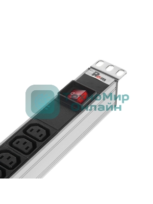 Блок розеток Rem-10 без шнура с фил. и инд., 10 IEC 60320 C13, вход IEC 60320 C14, 10A, алюм., 19