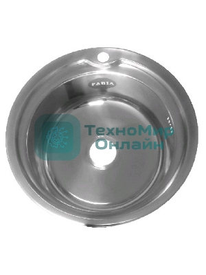 Мойка FABIA 049 Мойка врезная D - 49 см 1 мм + большой сифон с переливом Мойка FABIA 49 см из нержавеющей стали, толщина 0,8 мм, глубина 180 мм + большой сифон с переливом