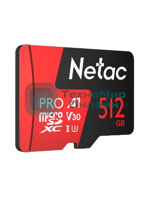 Флеш карта MicroSD card Netac P500 Extreme Pro 512Gb, retail version w/SD adapter