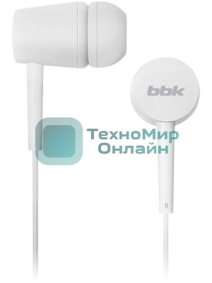 Проводные наушники BBK EP-1002S белый, вкладыши