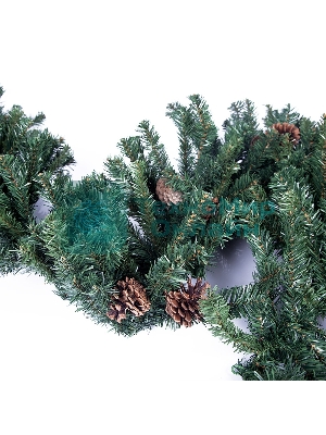 Еловый шлейф Neon-night 2,7 м с шишками, объем 36 см