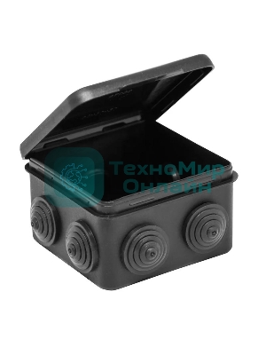 Коробка распределительная ОП 80х80х50 мм (откид. крышка)УХЛ1 IP54 черный Ruvinil 67040МЧ